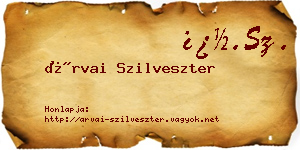 Árvai Szilveszter névjegykártya